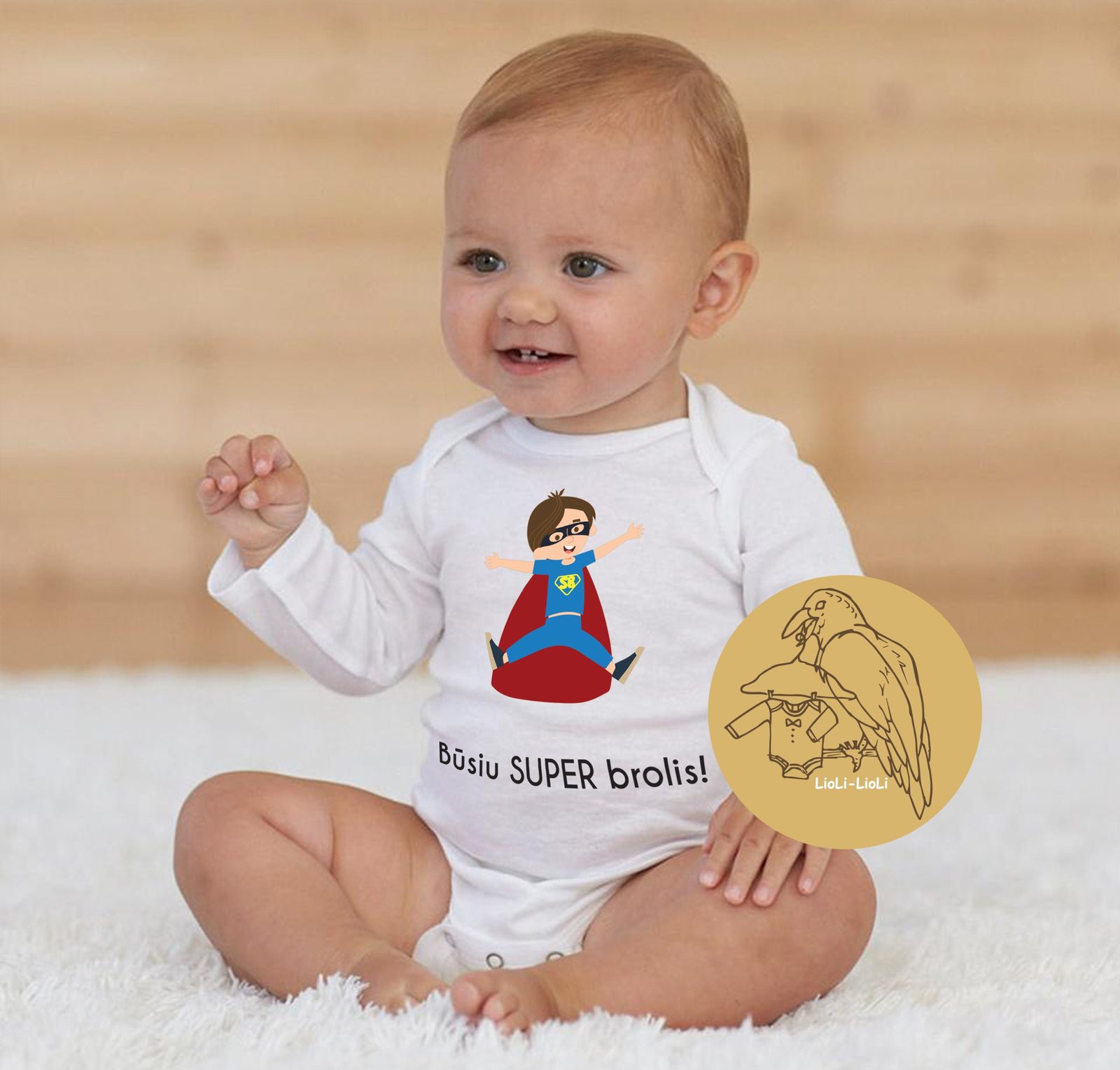 baby long sleeve busiu super brolis balta